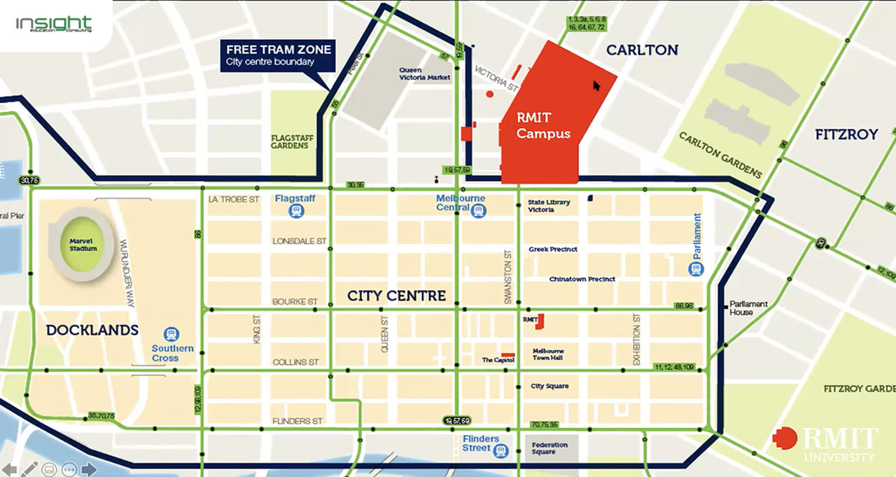 map of RMIT University Melbourne